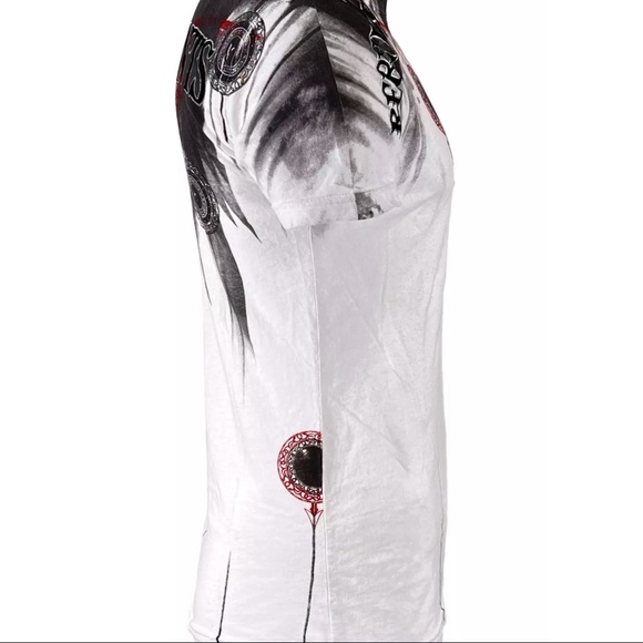 Rebel Saint By Affliction Men's T-Shirt Bloody Night Biker Skull - Picture 8 of 10